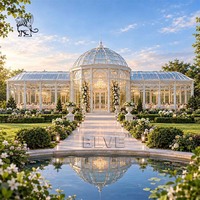 Serre de jardin extérieure commerciale de grande taille BLVE, style victorien, en métal noir, pour événements de mariage et serres