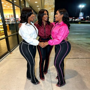 ชุดเซ็ทลำลองสองชิ้นสำหรับผู้หญิง แบรนด์ Whilesa คอปกซิป ลายทาง แขนยาว เหมาะสำหรับฤดูใบไม้ร่วง ชุดลำลองสองชิ้นแบบจ็อกเกอร์ - Product Image 2