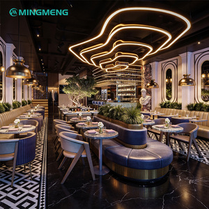 MINGMENG Restaurant <b>Set</b> PU Leather Booths Faux Marble <b>Table</b> Metal Frame Contemporary Modern <b>Dining</b> Furniture 10 Seater - Product Image 2