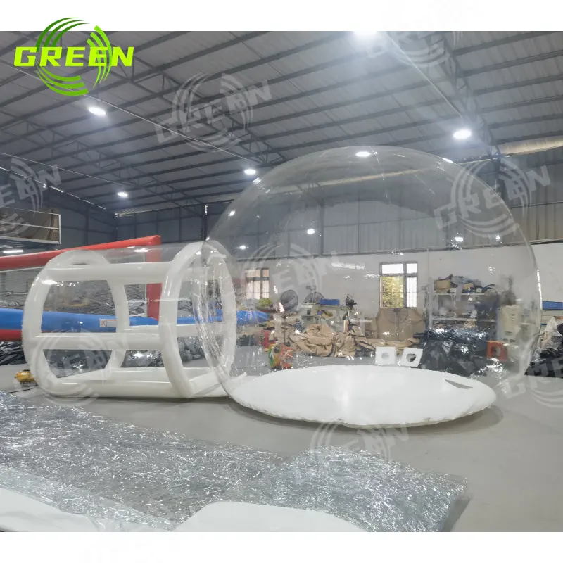 Green tenda gelembung anak, tenda kubah gelembung gelembung bening transparan untuk sewa