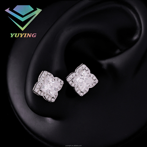 Boucles d'oreilles papillon populaires, diamants moissanite VVS, plaqué or, argent sterling 925, testeur de diamants inclus, certificat GRA, unisexe - Product Image 5