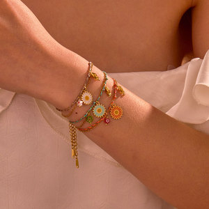 Hawaiian 316L Stainless Steel Wholesale Fashion Bracelets & Bangles 14k 18k <b>Gold</b> Plated Ocean Daisy <b>String</b> Bracelet for Women - Product Image 2