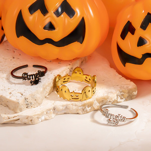 Fashion Rings Letter Shape Stainless Steel Personalized Name Ring Unisex Halloween Jewelry JZ21134BL - Product Image 3