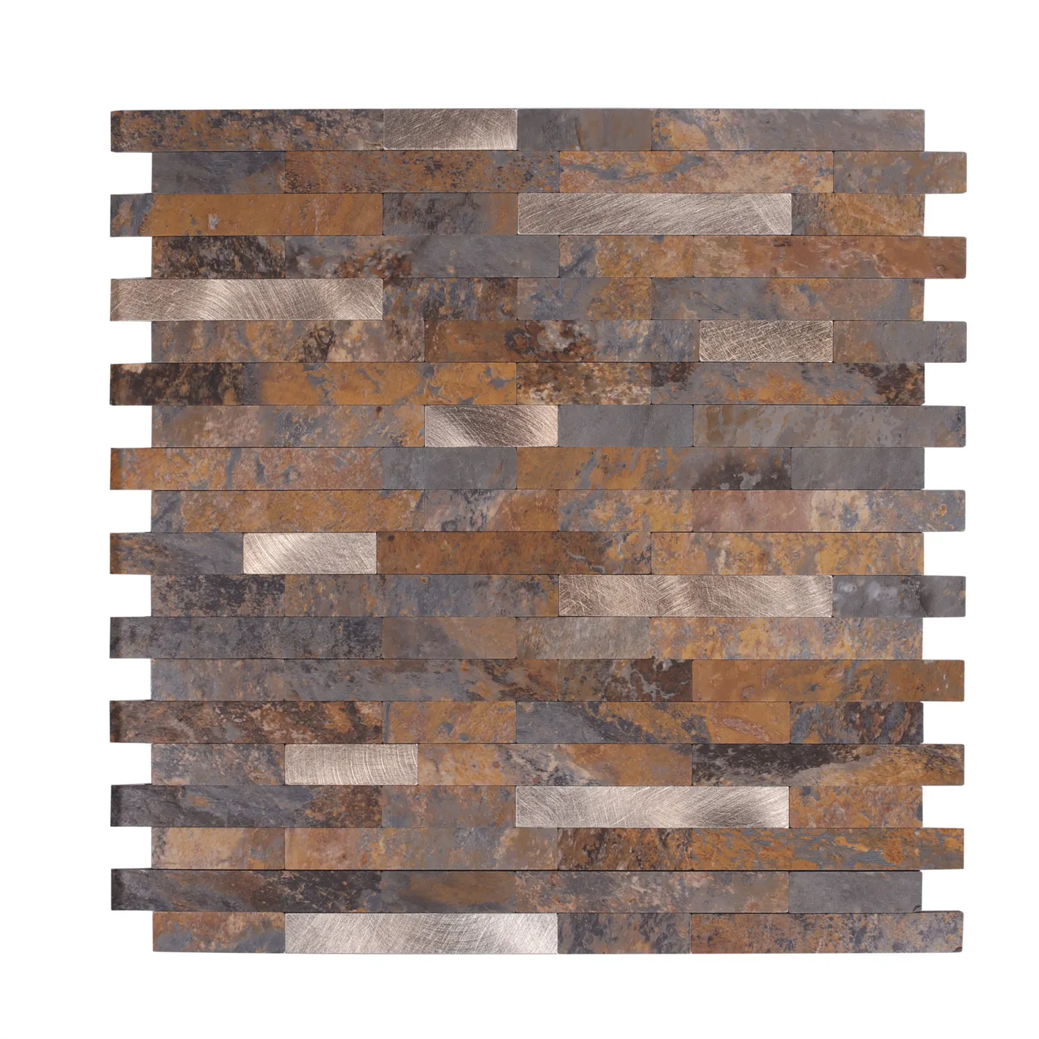 Easy Marble Stone self adhesive 3d wallpaper with Brushed Copper Mixed Mosaic PVC Peel and Stick Composite Tiles backsplash