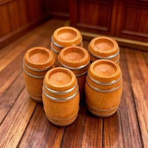 Accessoires de bar miniatures pour <span class=keywords><strong>maison</strong></span> de poupée, accessoires ob11, mini baril rond en bois vintage, baril de bière simulé - Product Image 4