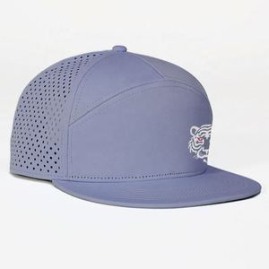 Gorra de 7 Paneles Personalizada al por Mayor, Azul Marino, Impermeable, Estructurada, con Logotipo Bordado, Perforaciones Cortadas con Láser, para Playa - Product Image 4