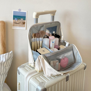 Trousse de Maquillage Portable sur Pied pour Voyage avec Miroir Intégré, Grande Capacité, Organisateur Doté de Compartiments et d'une Poche en Filet - Product Image 2