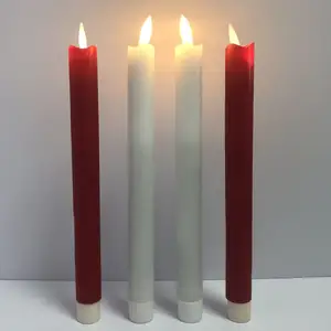 10" Real Wax Covered Flickering Flameless Taper Candles Battery Powered Led Pillar Candles Moving Wick Dinning Battery Candle