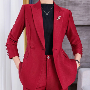 D&M <span class=keywords><strong>Costume</strong></span> professionnel deux pièces tendance de bonne qualité pour femme, veste et pantalon de bureau, style smoking à boutons - Product Image 2
