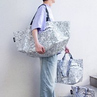 Sac de shopping en toile tissée extra-large, imprimé dessin animé, pour emballage de poupées, sac cadeau, avec bretelles, coutures scellées, imperméable