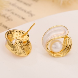 Pendientes de Perlas con Baño de Oro para Mujer, Joyería de Moda, Accesorios, Juego de Pendientes de Perlas con Baño de Oro - Product Image 2