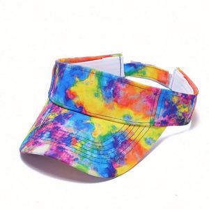 Gorra Visera Deportiva Unisex de Algodón Puro sin Parte Superior, Estilo Casual, Tie-Dye, para Tenis y Golf, Protección Solar, Venta al por Mayor - Product Image 4