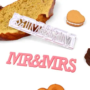Mr & Mrs desen simülasyon çerez kesme fondan kek aracı kil oyuncak mektup hızlı prototipleme aracı plastik kurabiye kesici