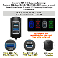 Chargeur rapide 12V 24V PD 3.0, panneau de commande à bascule, double port, chargeur USB double, prise de charge pour bateau marin, bus