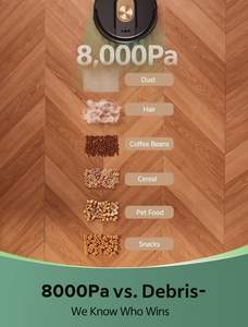 Robot Aspirador y Fregasuelos 3 en 1 Liberbot W9, 8000Pa, Navegación Lidar, 15 Zonas de Prohibición, 150 Minutos de Autonomía, Control por Aplicación, para Pelo de Mascotas y Pisos Duros - Product Image 3