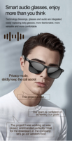 Lunettes de Traduction Intelligentes IA BT6.0 Audio, Lunettes Audio Étanche, Lunettes de Soleil Professionnelles Photochromiques Anti-Lumière Bleue, Contrôle Tactile Double