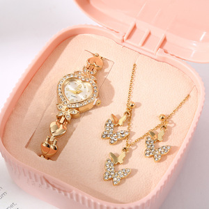 Coffret <span class=keywords><strong>cadeau</strong></span> <span class=keywords><strong>pour</strong></span> <span class=keywords><strong>femme</strong></span> Wisteria, montre en quartz cristal, collier papillon, boucles d'oreilles, trèfle élégant et délicat, <span class=keywords><strong>cadeau</strong></span> personnalisé, <span class=keywords><strong>cadeau</strong></span> d'anniversaire - Product Image 1