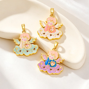 Pendentifs en émail HD891 style rétro, motifs mignons : Nuage, Ange, Tarot, <span class=keywords><strong>Visage</strong></span> <span class=keywords><strong>de</strong></span> Lune, Tranche d'Orange, Fleur <span class=keywords><strong>de</strong></span> Rose – Breloques pour la création <span class=keywords><strong>de</strong></span> <span class=keywords><strong>bijoux</strong></span> DIY - Product Image 2