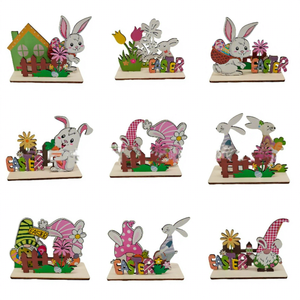 Décoration artisanale en contreplaqué <span class=keywords><strong>Lapin</strong></span> <span class=keywords><strong>de</strong></span> Pâques écologique pour enfants, pour la maison, la table et les fêtes, emballage inclus - Product Image 1