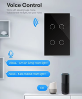 Interrupteur intelligent WiFi Tuya, norme australienne, compatible Alexa et Google Home, interrupteurs muraux sans fil à écran tactile en verre trempé, 1, 2, 3 ou 4 voies