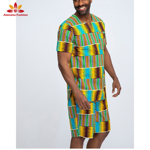 Chemise à manches courtes pour <span class=keywords><strong>homme</strong></span>, style <span class=keywords><strong>tunique</strong></span>, col en V, 100% coton, chemises Ankara de haute qualité, style personnalisé - Product Image 3