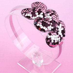 عصابة رأس جميلة بتصميم قلب وقوس من الترتر اللامع مقاس 4.5 بوصة للأطفال والفتيات باللون الأحمر اللامع لعيد الحب - Product Image 5