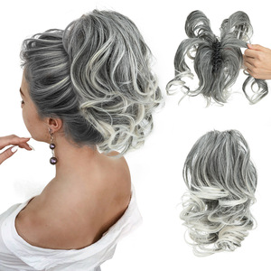 Extensiones de Cabello Rizado con Clip de Garra para Cola de Caballo Corta, Postizo de Moño Despeinado con Clip Metálico Ajustable para Mujer, Aspecto Natural Sintético - Product Image 1