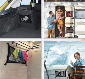 Lot de 2 organiseurs de <span class=keywords><strong>coffre</strong></span> en PP, filets de rangement pour voiture, camping-car/bateau, 8 vis/crochets de fixation (18x9,8 pouces) CW45 -tenghui - Product Image 6