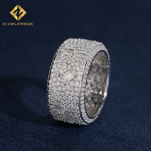 ZUANFA JEWELRY New Arrive Iced Out Micro Setting Wide Eternity Band <b>Ring</b> Custom Moissanite <b>Ring</b> Hip Hop Style <b>Men</b> - Product Image 3