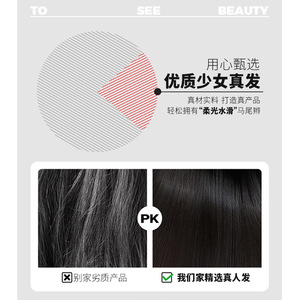 Coda <span class=keywords><strong>di</strong></span> <span class=keywords><strong>Cavallo</strong></span> Lunga e Liscia da Donna con Cinghie, Coda <span class=keywords><strong>di</strong></span> <span class=keywords><strong>Cavallo</strong></span> Bassa Naturalmente Voluminosa, Coda <span class=keywords><strong>di</strong></span> <span class=keywords><strong>Cavallo</strong></span> Alta Intrecciata in <span class=keywords><strong>Capelli</strong></span> <span class=keywords><strong>Veri</strong></span> - Product Image 3