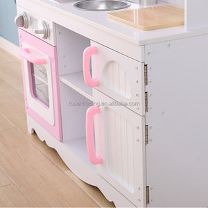 Cocina de Juguete de Madera Rosa Princesa con Cortina, Grifo, Fregadero, Hornillo y Horno para Juego de Imitación Infantil - Product Image 4