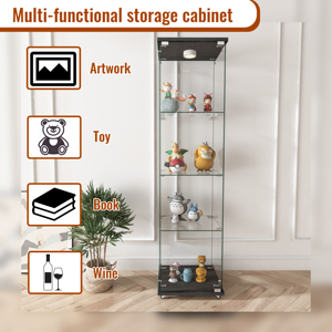 Exhibición y gabinetes de China Gabinete de colección de exhibición de vidrio de 4 niveles con luces-Exhibición de anime de juguete coleccionable para venta al por menor y hogar - Product Image 4