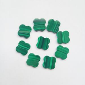 Piedra de Malaquita Verde al por Mayor, Piedra de Trébol de 13x13 mm, Gema Suelta, Malaquita Natural, Piedra de Trébol de Cuatro Hojas - Product Image 1