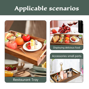 Plato de cena rectangular hecho a mano respetuoso con el medio ambiente, joyería decorativa de cuero, comida de madera de bambú para muebles de comedor - Product Image 5