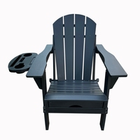 Chaise Adirondack Pliante Moderne Haut de Gamme en PEHD avec Repose-Pieds et Porte-Gobelets Intégrés, Portable et Légère, pour Villa et Parc
