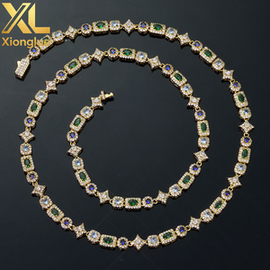 New 6mm <b>Iced</b> <b>Out</b> Diamond Star <b>Chain</b> Bracelet Colorful Geometric Zircon Brass Hip Hop Fine Jewelry - Product Image 3