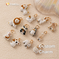 YIMEILI & Charmes d'animaux mignons en cuivre plaqué or, pendentifs en émail sur le thème du zoo/la faune pour la création de bijoux DIY