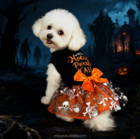 Déguisement d'Halloween pour chien : Tenue amusante à motif crâne et citrouille pour animaux de compagnie avec chapeau décoratif