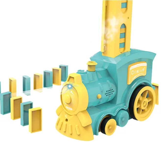 2021 nuovo prodotto educativo per bambini interessanti giochi elettrici blocchi puzzle 80 pezzi domino train toy