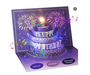Joyeux <span class=keywords><strong>anniversaire</strong></span> cartes feux d'artifice, lumières, musique et son feux d'artifice gâteau 3D Pop up cartes d'<span class=keywords><strong>anniversaire</strong></span> cadeau - Product Image 1
