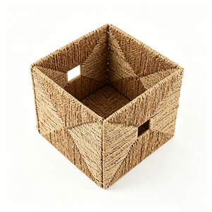 Panier carré tressé en jonc de mer fait main, écologique, multi-usages, tailles personnalisées, prix usine pour articles ménagers - Product Image 4