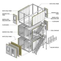 Maison modulaire préfabriquée moderne en conteneurs, espace de vie portable, complexe d'appartements de dortoirs pour employés à haute densité avec escalier