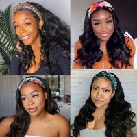 Perruques bandeau en gros sans colle, cheveux humains vierges Remy, couleur naturelle, ondulés, bouclés, pour femmes noires