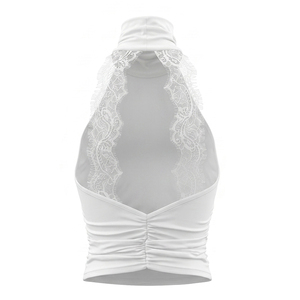 Viviblook D26TP209 Chaleco de verano para mujer, camiseta sin mangas con cuello medio alto y encaje, sin espalda, para mujer - Product Image 4