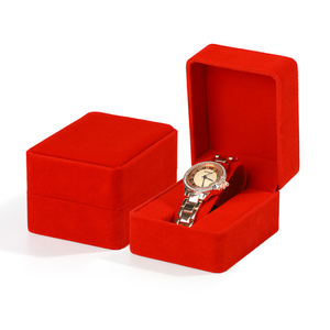 Boîte de rangement pour montres en velours doux, boîte à montres à ouverture rabattable pour présentation en boutique, impression personnalisée - Product Image 5