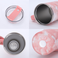 Vaso Térmico de Viaje de Acero Inoxidable con Aislamiento al Vacío, Estilo Cuarzo Fluido, con Impresión Tie-Dye y Logotipo Personalizado, 40 oz, con Asa