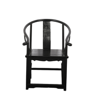 Reproduction antique chinoise en bois massif d'orme recyclé noir fauteuil à dossier rond meubles de salon