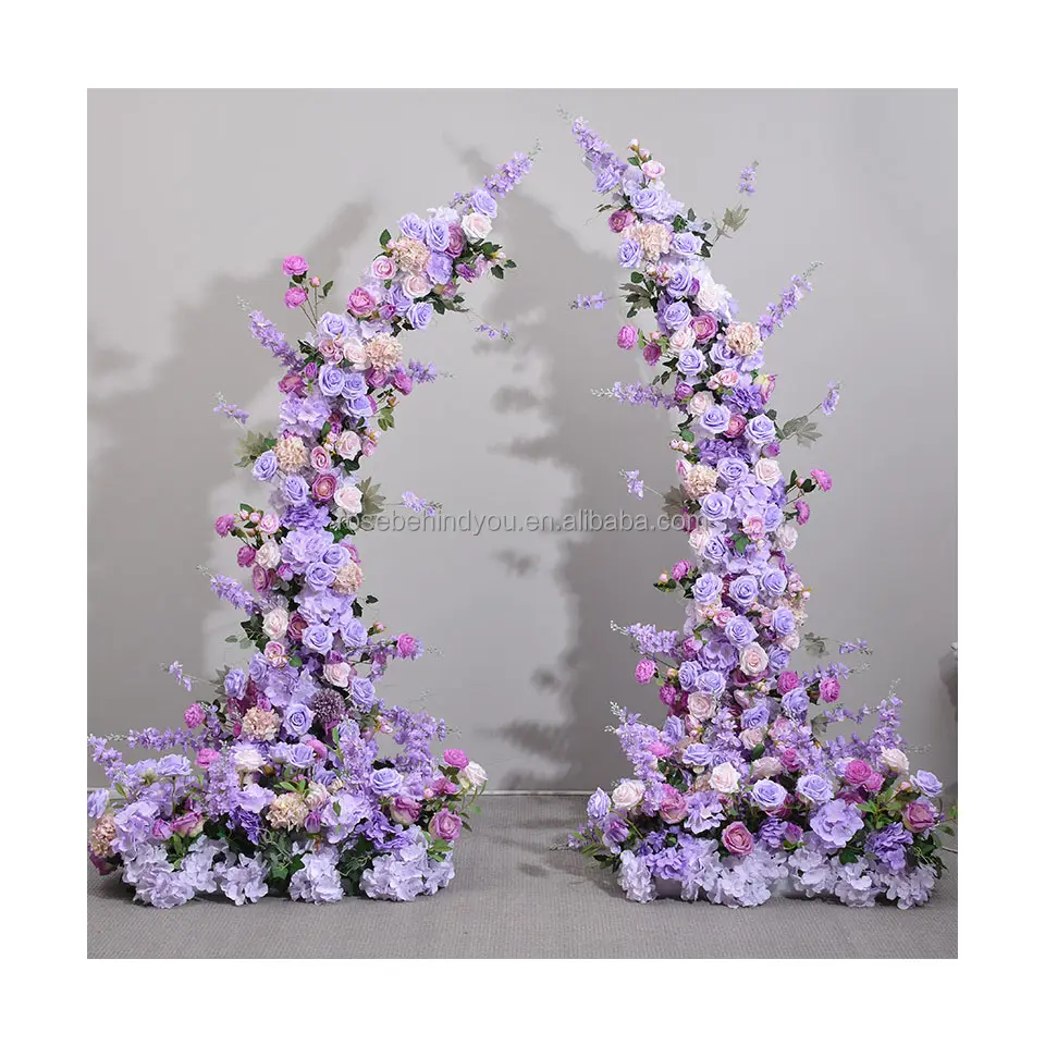 Arche de fleurs artificielles de mariage en corne violette, équipements de terrain de jeu intérieur et extérieur à vendre