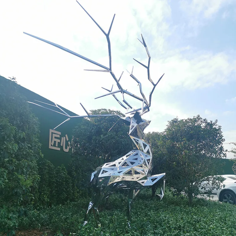 Скульптура оленя из нержавеющей стали, наружная скульптура для двора, украшение сада