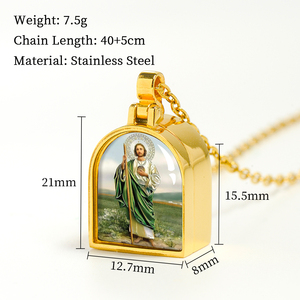 Giveluck thép không gỉ 18K mạ vàng Christian cửa mặt dây chuyền men màu đỏ có thể mở ra di tích Mề đay cho tùy chỉnh Saint bible câu - Product Image 2